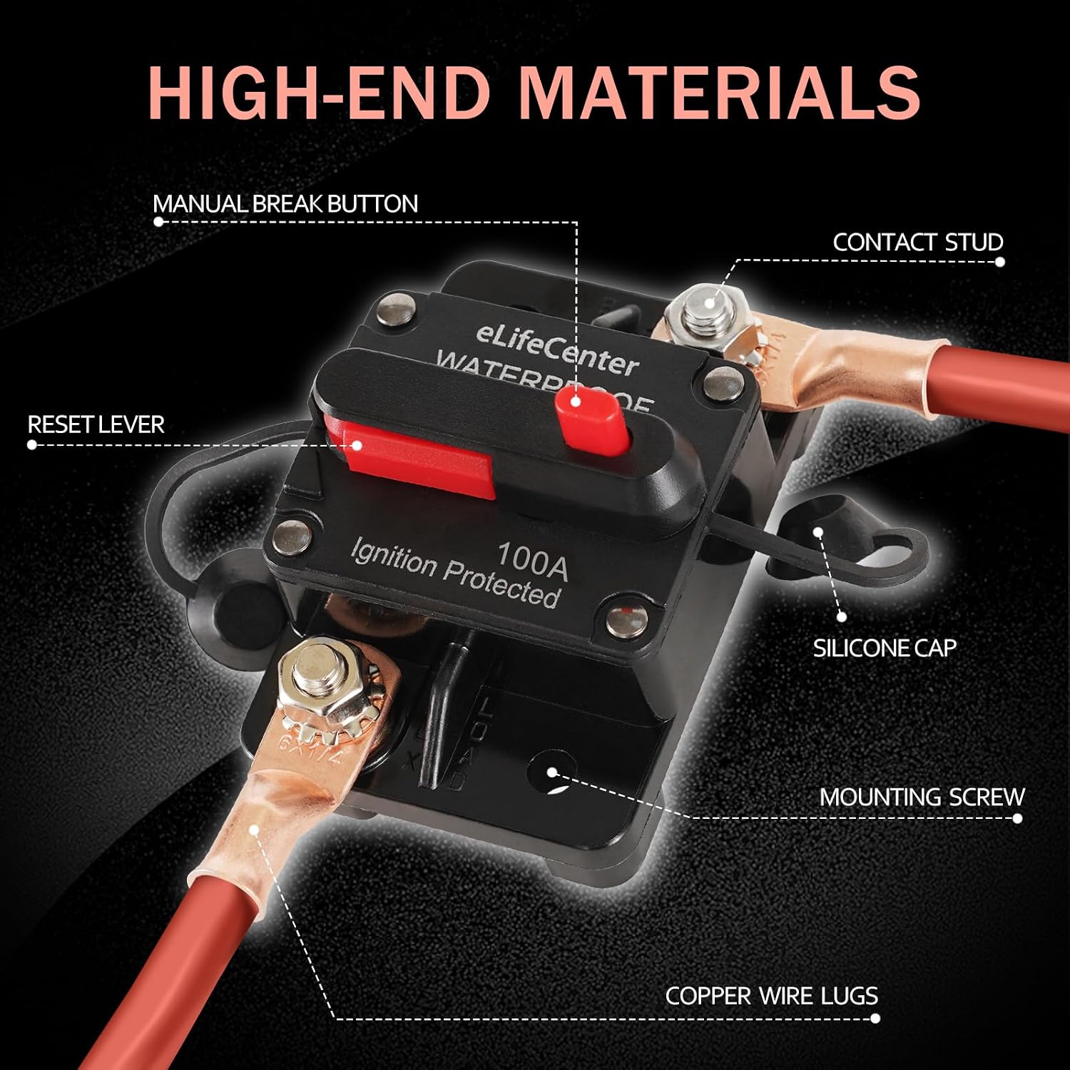 100A Circuit Breaker Power Protector with Manual Reset, 12V-48V DC