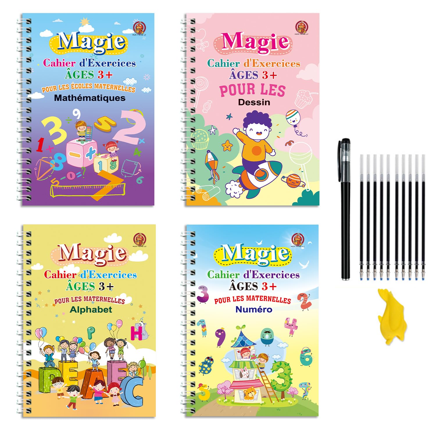 Cuaderno mágico en francés infantil para preescolar con libreta de caligrafía reutilizable