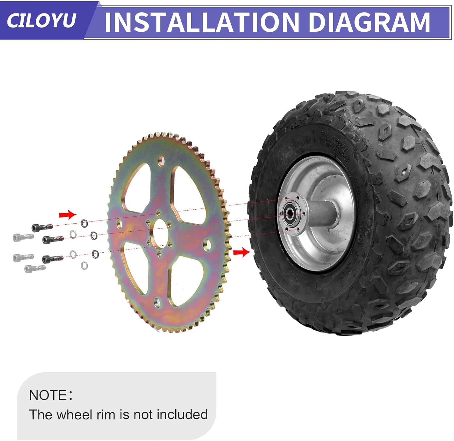 High Torque 60T Sprocket #40 41 420 Chain 37mm Bore Compatible with Coleman CT100U CC100X Baja Doodle Bug DB30 Motovox MBX10 Mini Bike RB100 Monster Mega Moto MMB80 MMB105 Predator 212cc Parts