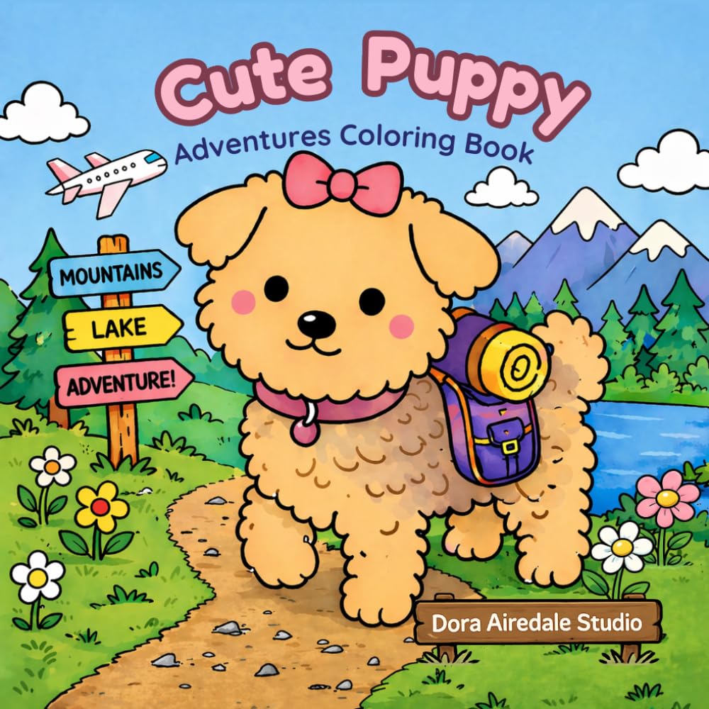 Cute Puppy: Adventures Coloring Book