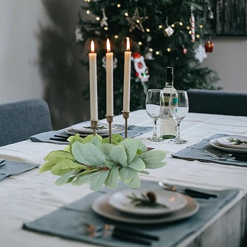 Miniatura 7 de HOMSFOU Anillos de vela, coronas artificiales de cordero, coronas de vela de granja, coronas de vegetación para centros de mesa de boda, Navidad, 2