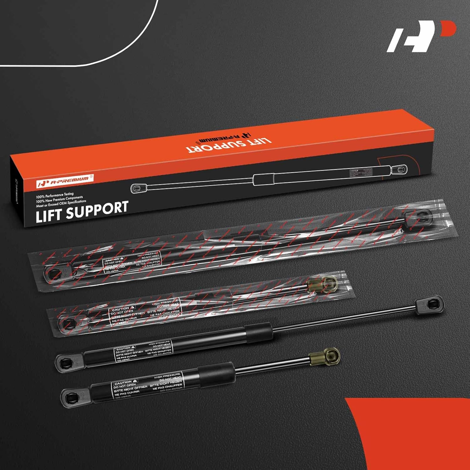 A-Premium Front Hood Rear Tailgate Lift Supports Shock Struts Compatible with Select Mercedes-Benz Models - W163 Series ML320 1998-2003 ML350 2003-2005 ML430 1999-2001 ML500 2002-2005 (4PC Set)