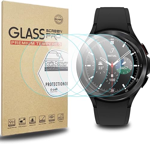 Paquete de 5 protectores de pantalla para Galaxy Watch 6 Classic de 1.732 pulgadas, protector de pantalla de vidrio templado impermeable compatible