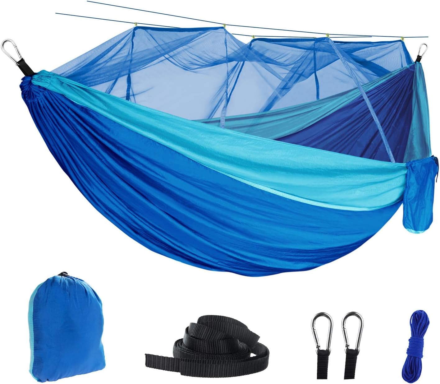 RANIT Camping Hammock with Net, 210T Parachute Nylon Fabric,Single Lightweight Portable Hammocks,Parachute Hammock for Camping, Outdoor Backyard Backpacking,Hiking (Green)