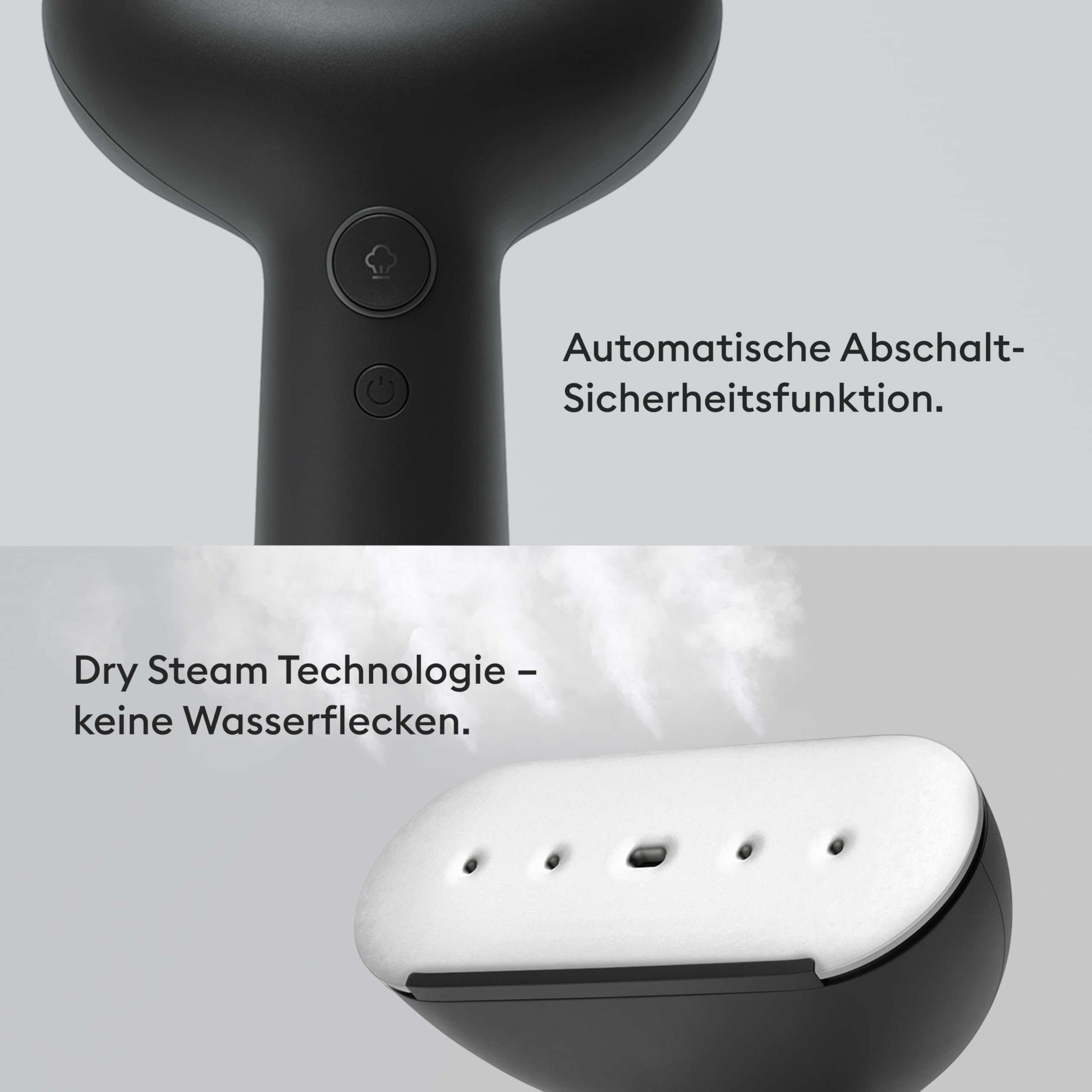 Steamery Dampfglätter Cirrus 3, 1200W, EU-Stecker, Dampfleistung 20g/min, Beheizte Bügelplatte, Schnelles Aufheizen, Faltenentferner für Kleidung (Schwarz)