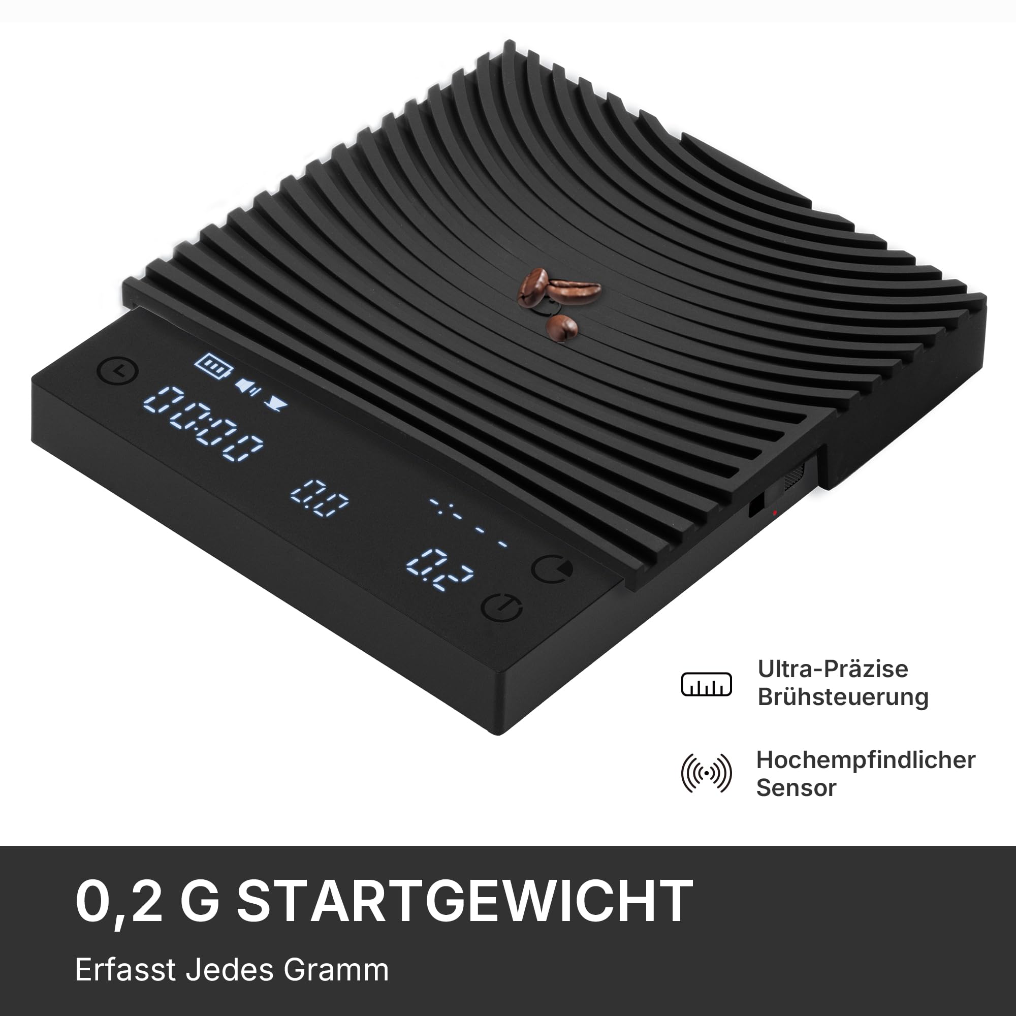 TIMEMORE Black Mirror Basic 3 Kaffeewaage Für Pour-Over & Espresso, Mit Timer, 2kg/0,1g Hochpräzise Digitale Waage Mit 3 Brühmodi & Verhältnisfunktion,1600mAh Akku, USB-C, Schwarz