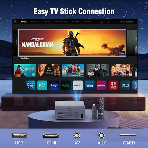 Miniatura 6 de TMY Proyector Bluetooth con reproductor de DVD integrado, mini proyector de 9500 lúmenes 1080P, proyector de DVD portátil para películas al aire