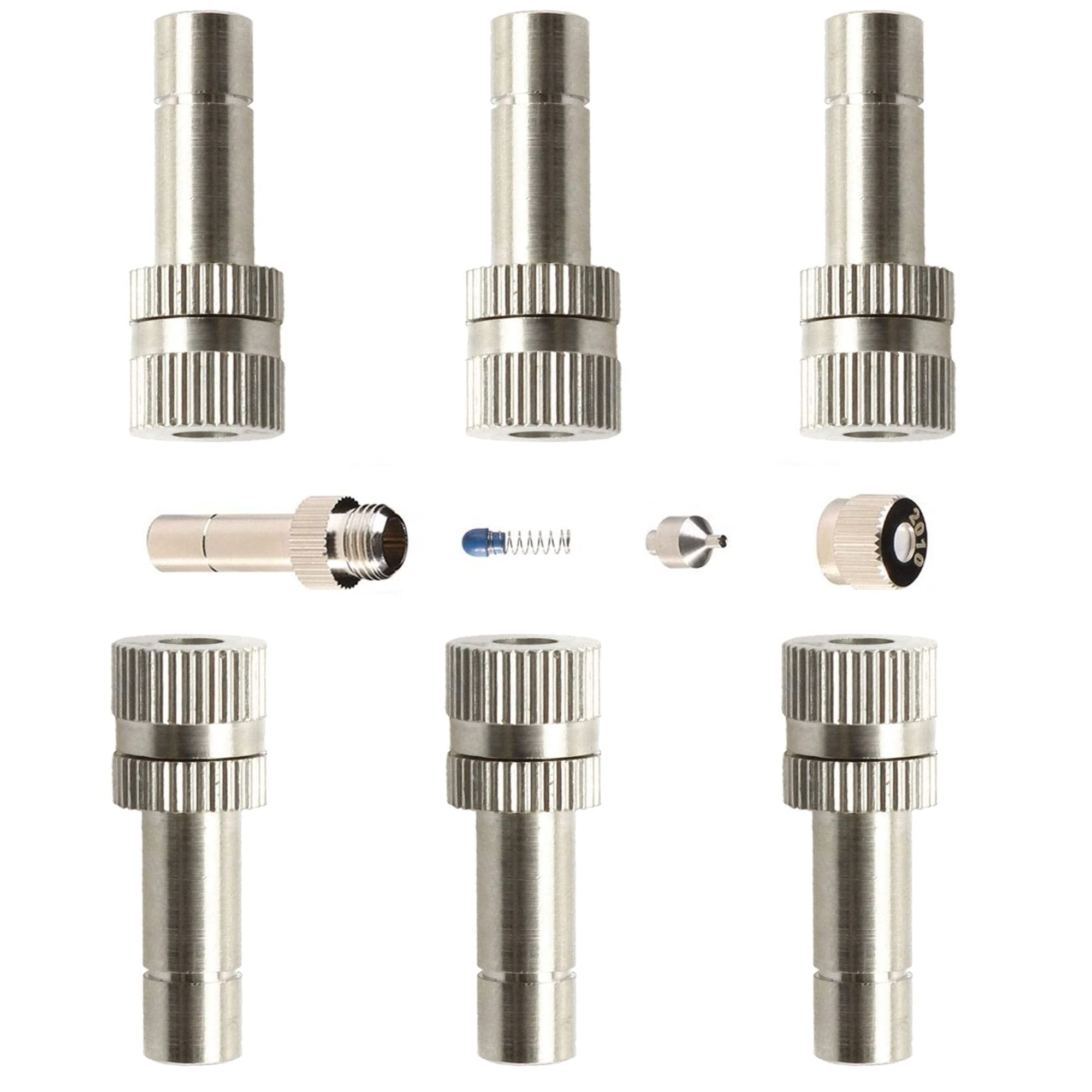 Sohnvwtgd 60Pcs Brass Misting Nozzles, Fogging Spray Head Micromist Nozzle For Greenhouse Landscaping Humidification, Dust Control Mist Nozzle Sprinkler For Outdoor Cooling System, 6Mm Connection(0.4Mm)