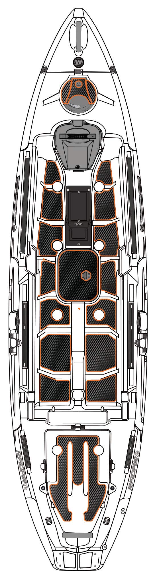 Wilderness Systems Silent Traction Pad Kit - Radar 115, Thick, & Orange, Charcoal