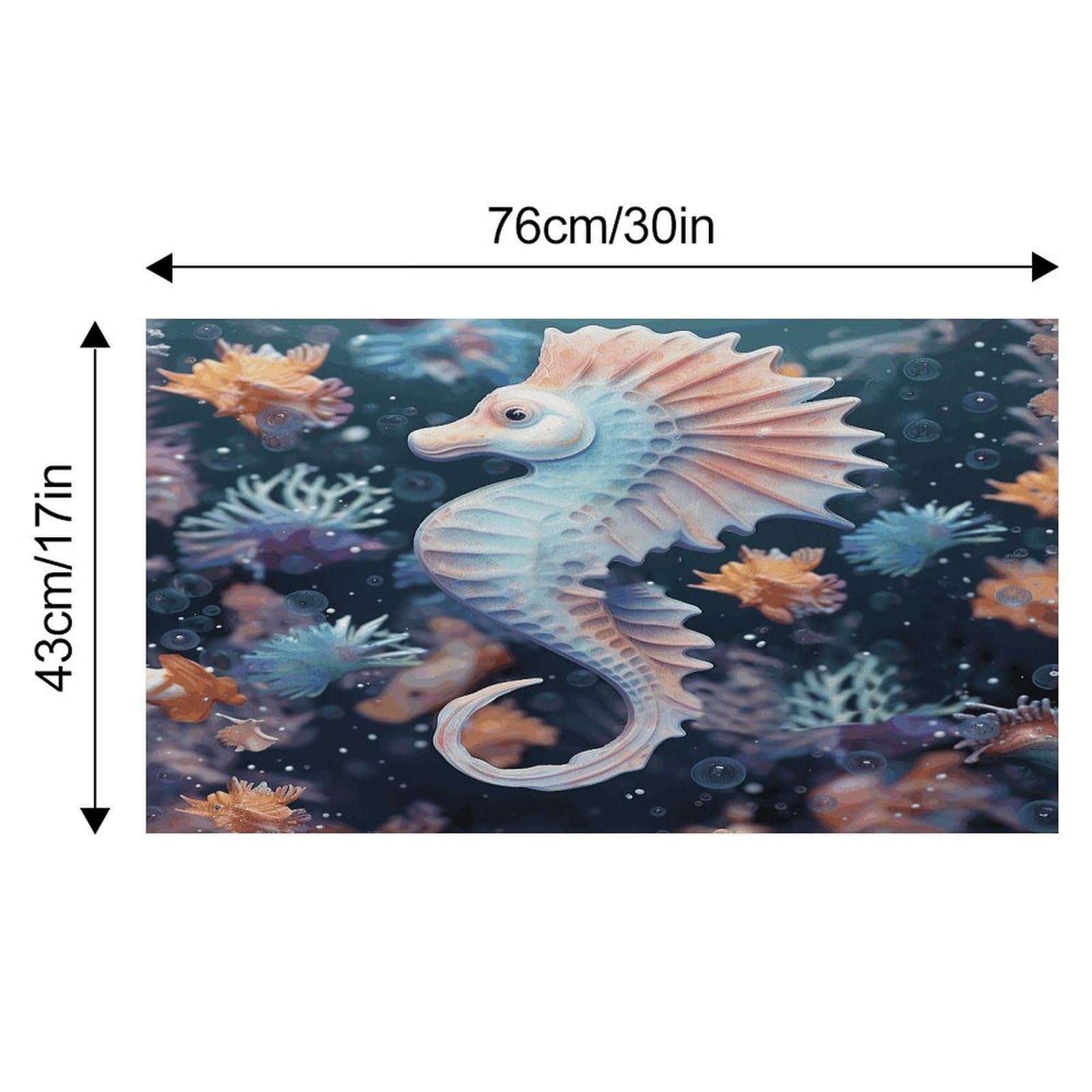 Tapis de nourriture pour chat hippocampe et étoile de mer - Antidérapant - Facile à nettoyer pour la nourriture et l'eau - 43,2 x 76,2 cm
