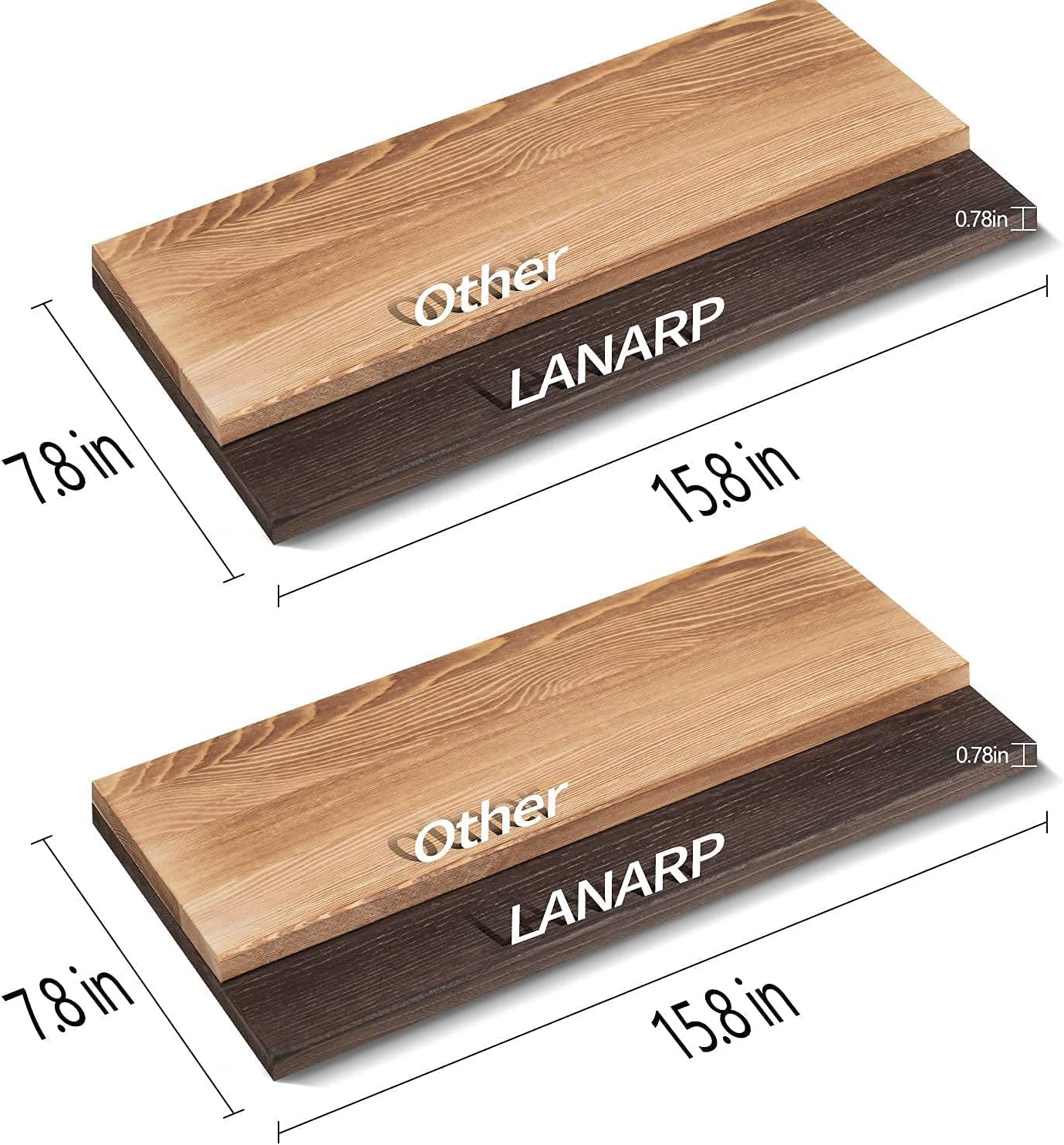 Wide Floating Shelves,Set of 2,7.8 Inch Deep Wall Shelf for Bedroom,Wall Mounted Large Storage Shelf for Room/Kitchen/Office