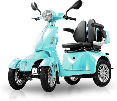 All Terrain Mobility Scooter for Seniors & Adults, 4 Wheel Heavy Duty Mobility Scooters for 500LBS, Electric Mobility Scooter Adults, 800W,15 MPH Light Green