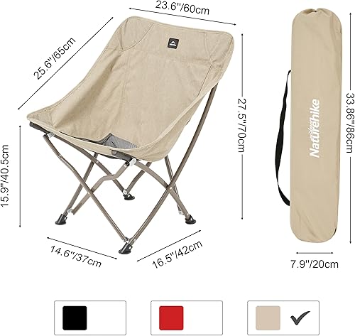 Miniatura 3 de Naturehike Silla plegable para camping, silla compacta portátil para exteriores, silla plegable y cómoda, resistente para viajes, picnic,