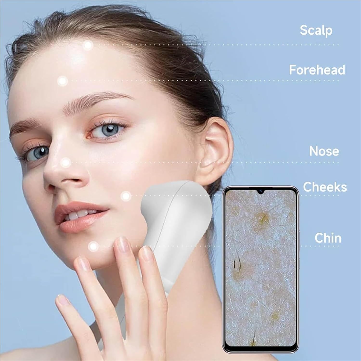 Digital Skin Health Detection Multi-Function Tester, Wireless Skin Analyzer Machine, Skin Hair Analyzer,3 Gears, 1 Megapixel for Head Spa Home Salon Use,Scalp Analysis Machine