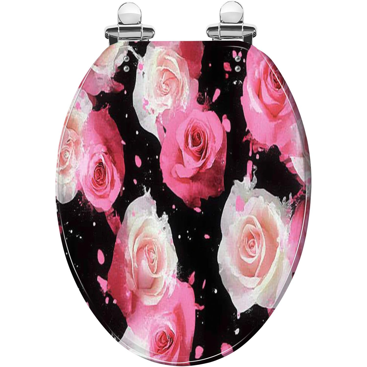 Black Elongated Toilet seat, Adjustable, Lightweight, Durable, Portable, User-Friendly, Compact, Decorative, Resin, Pink, Seamless