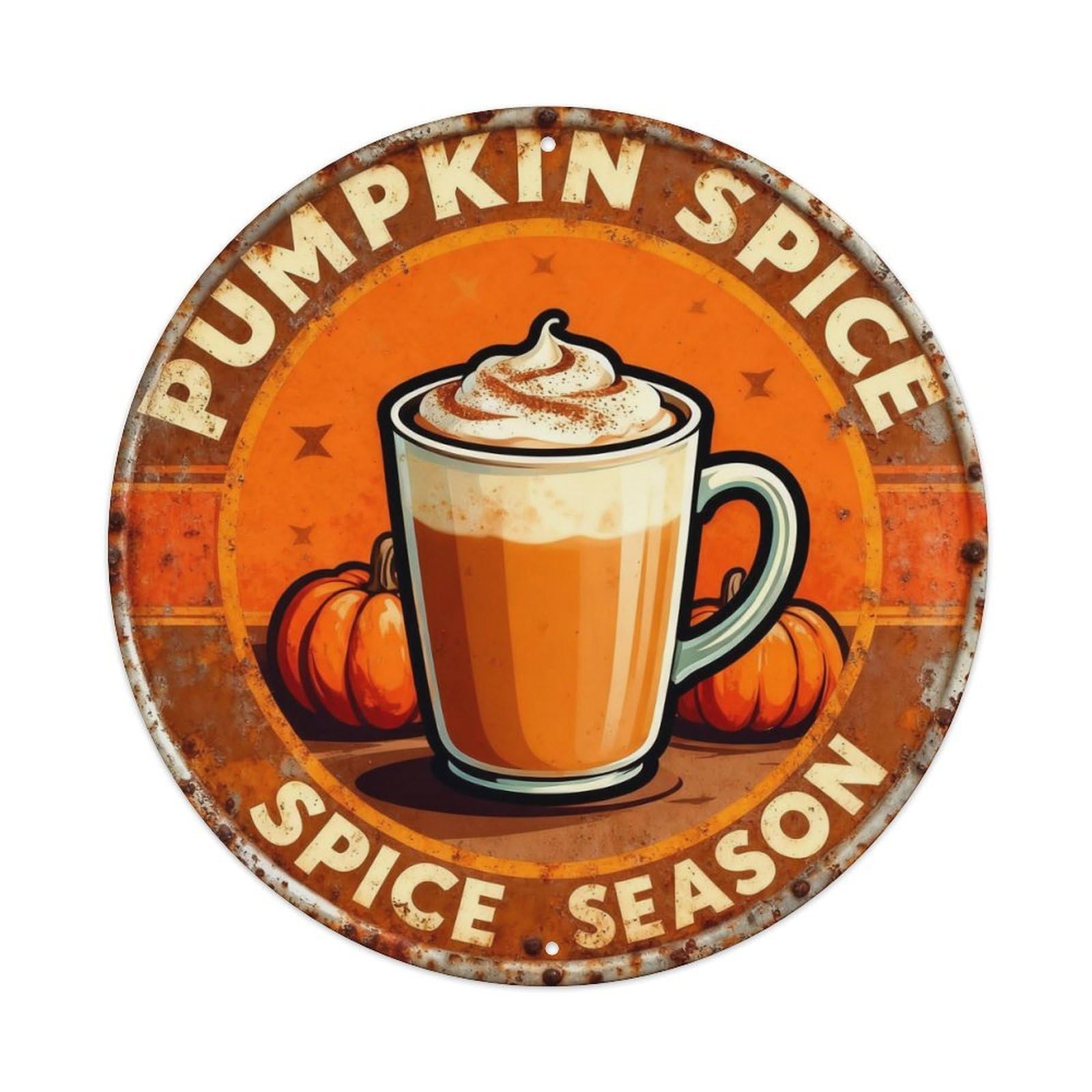 Vintage Pumpkin Spice Season Metal Tin Sign Plaque