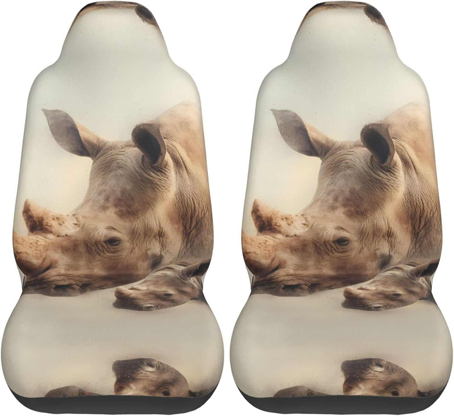Universal Rhino Mother and Calf Printed car seat Covers are Suitable for Most Seats in Trucks, Vans, and Other Similar Vehicles.