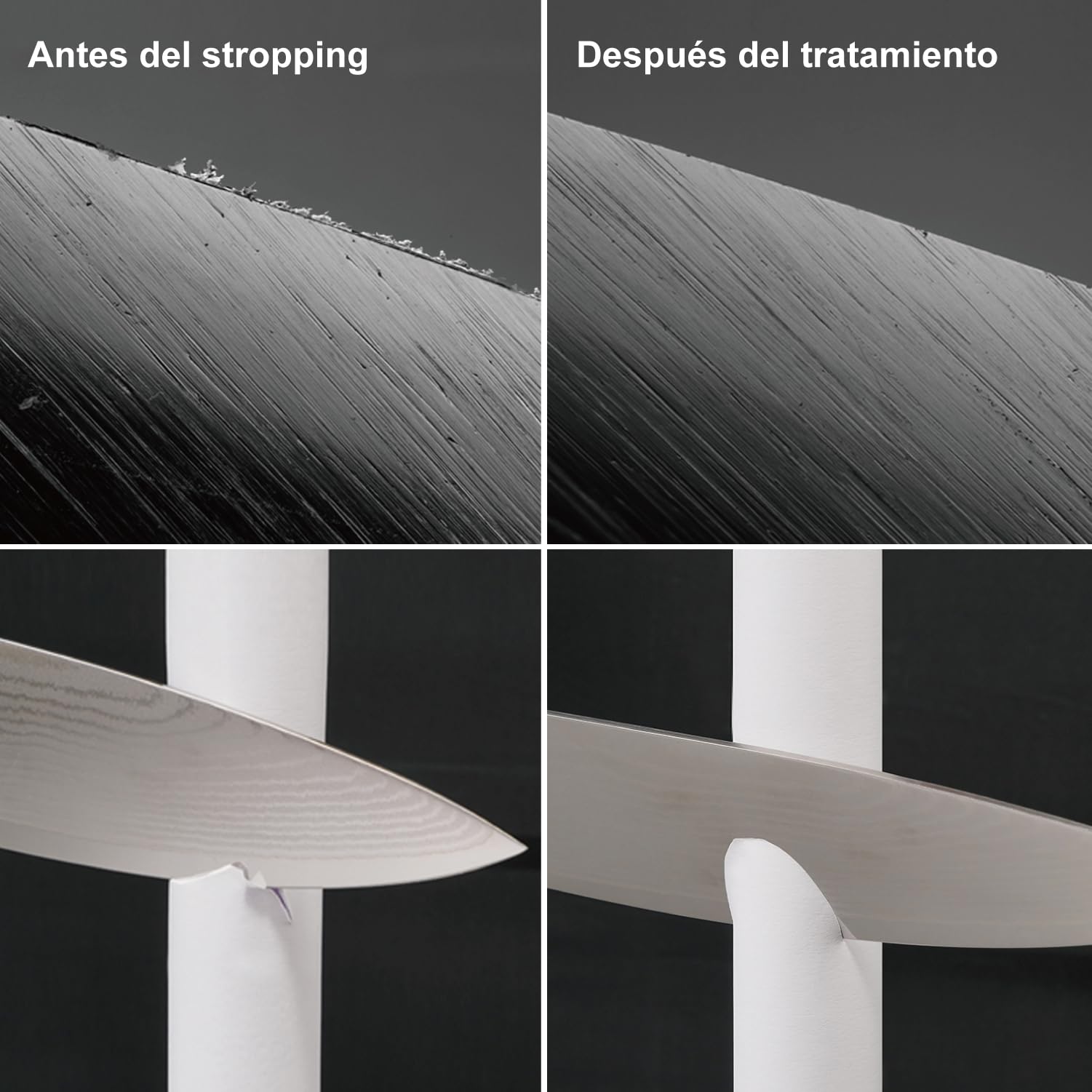 SHARPAL 205H Kit de gamuza de cuero de doble cara (330 x 60 mm) con 53g de pasta de pulir y guía de ángulos, bloque de gamuza para afilar y pulir cuchillos, Afilador de cuchillos profesional