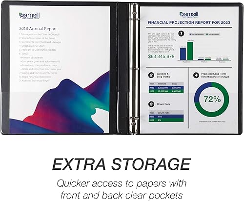 Vista 98 de Samsill Durable - carpeta negra redonda de cartón, Blanco