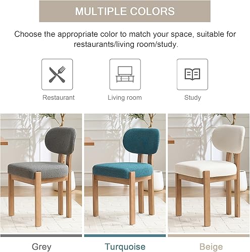 Miniatura 6 de Juego de 4 sillas de comedor de madera, modernas de mediados de siglo, tapizadas de chenil, sillas de comedor con patas de madera maciza, silla de