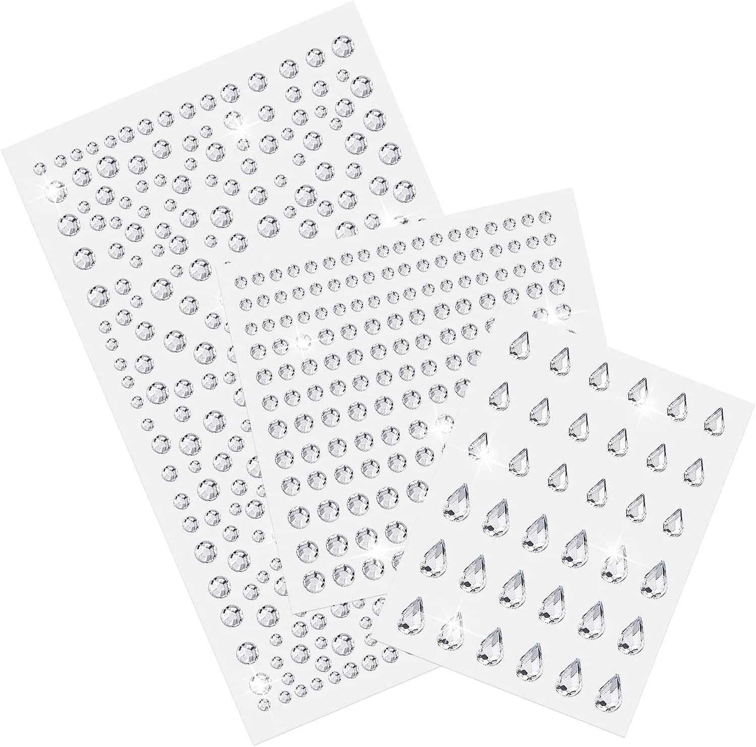 SZXMDKH Crystal Gem Sheets, 3 Sheets SelfAdhesive Clear Rhinestone