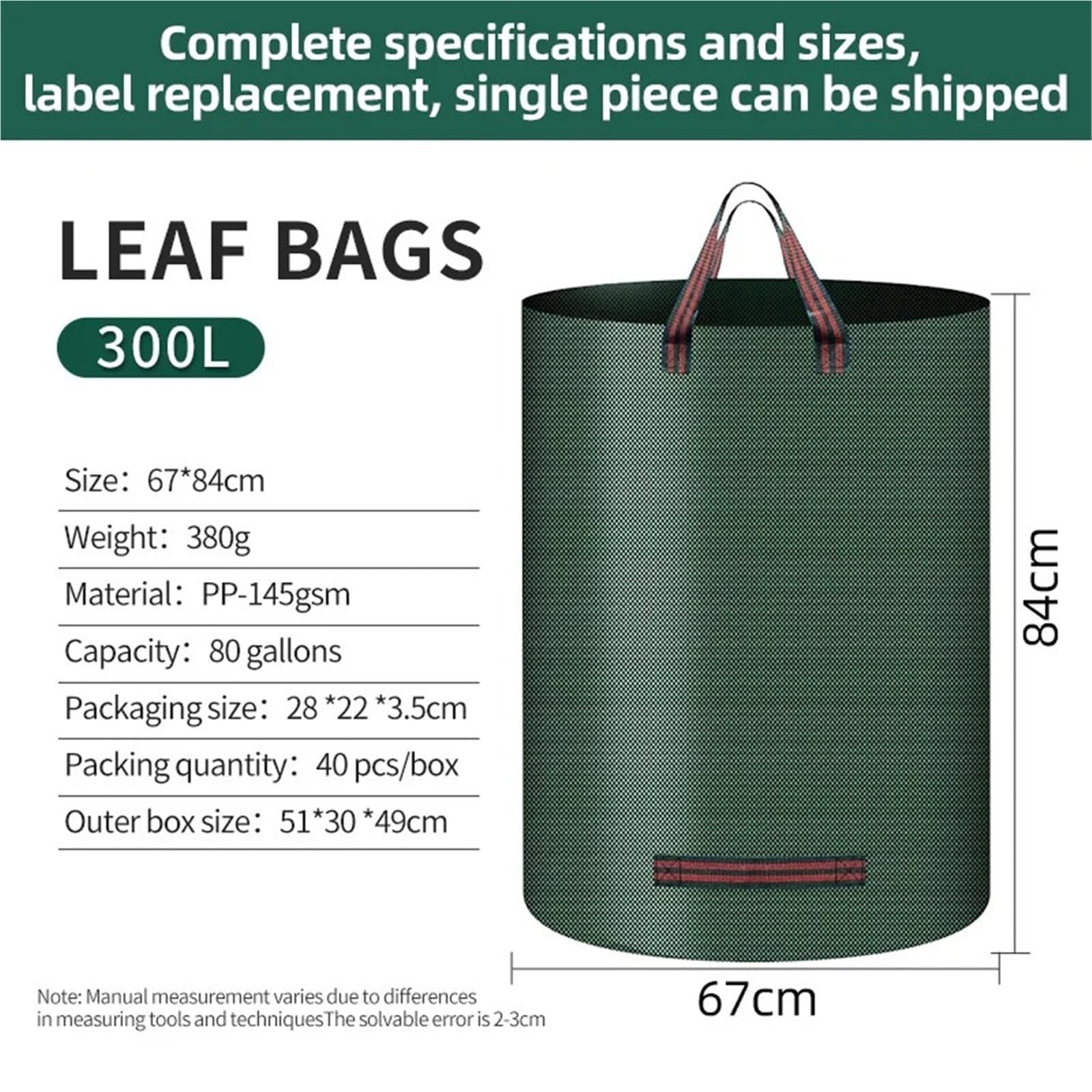 Bolsa para Residuos de Jardín Bolsa de basura jardín reutilizable resistente