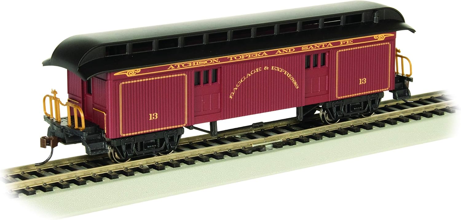 Old-Time Baggage Car with Round End Clerestory Roof - Santa FE - HO Scale