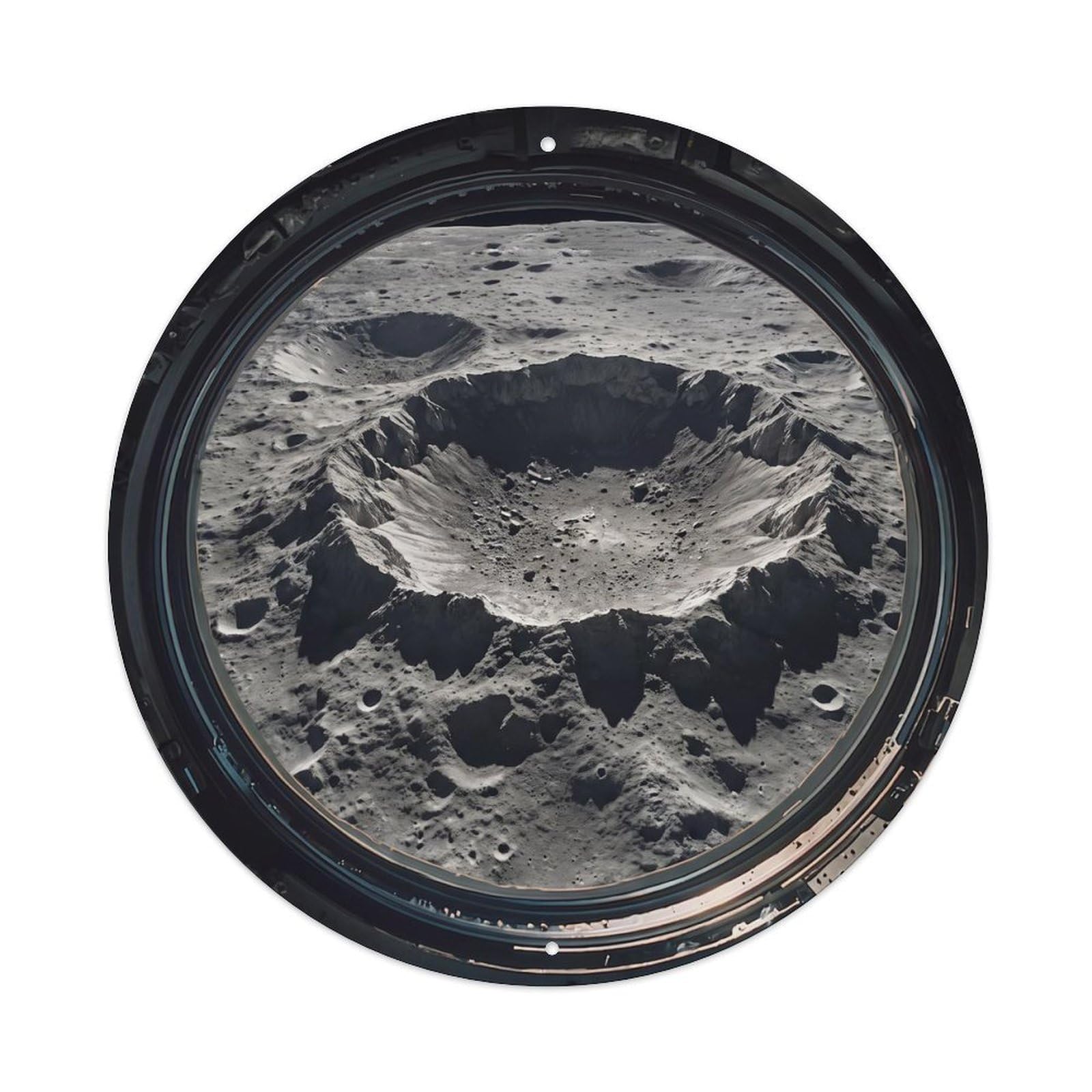 Moon Crater Close from Space Station Porthole Metal Tin Sign