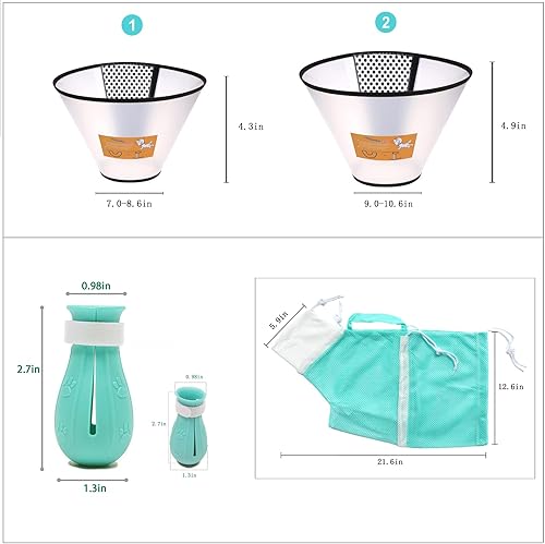 Miniatura 6 de 7 piezas de suministros de baño para gatos, zapatos de silicona antiarañazos, fundas de garra de gato, bolsa de red de ducha de gato, bolsa de baño