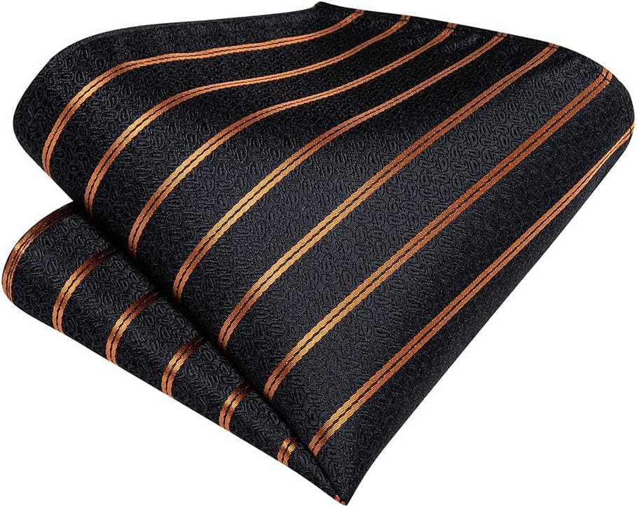 Gold Striped Black Cravat Ties For Men Vintage Tie Polyester Silk Neck Gift