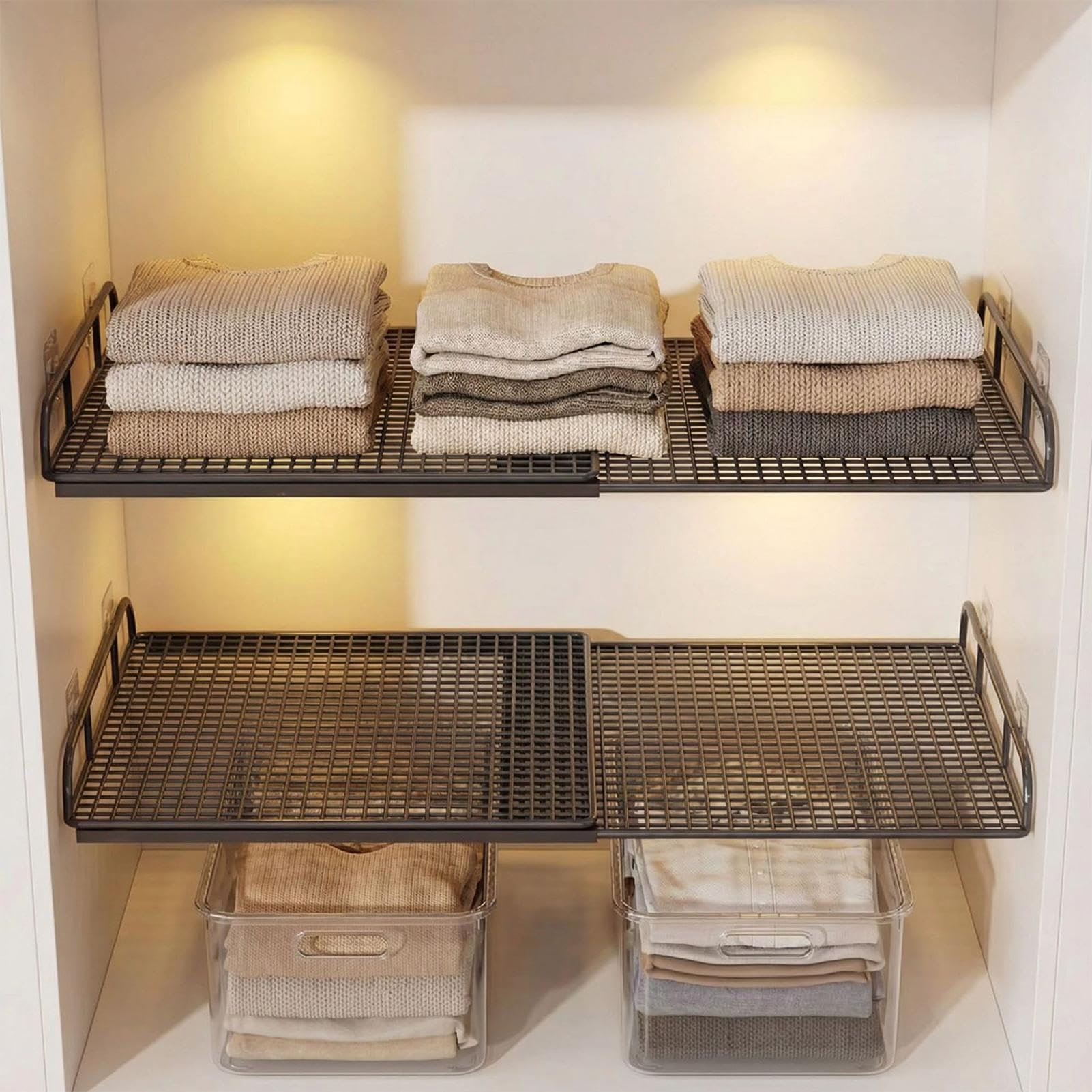 Erweiterbares Schrankregal, verstellbar, ohne Bohren, Schrank-Organizer