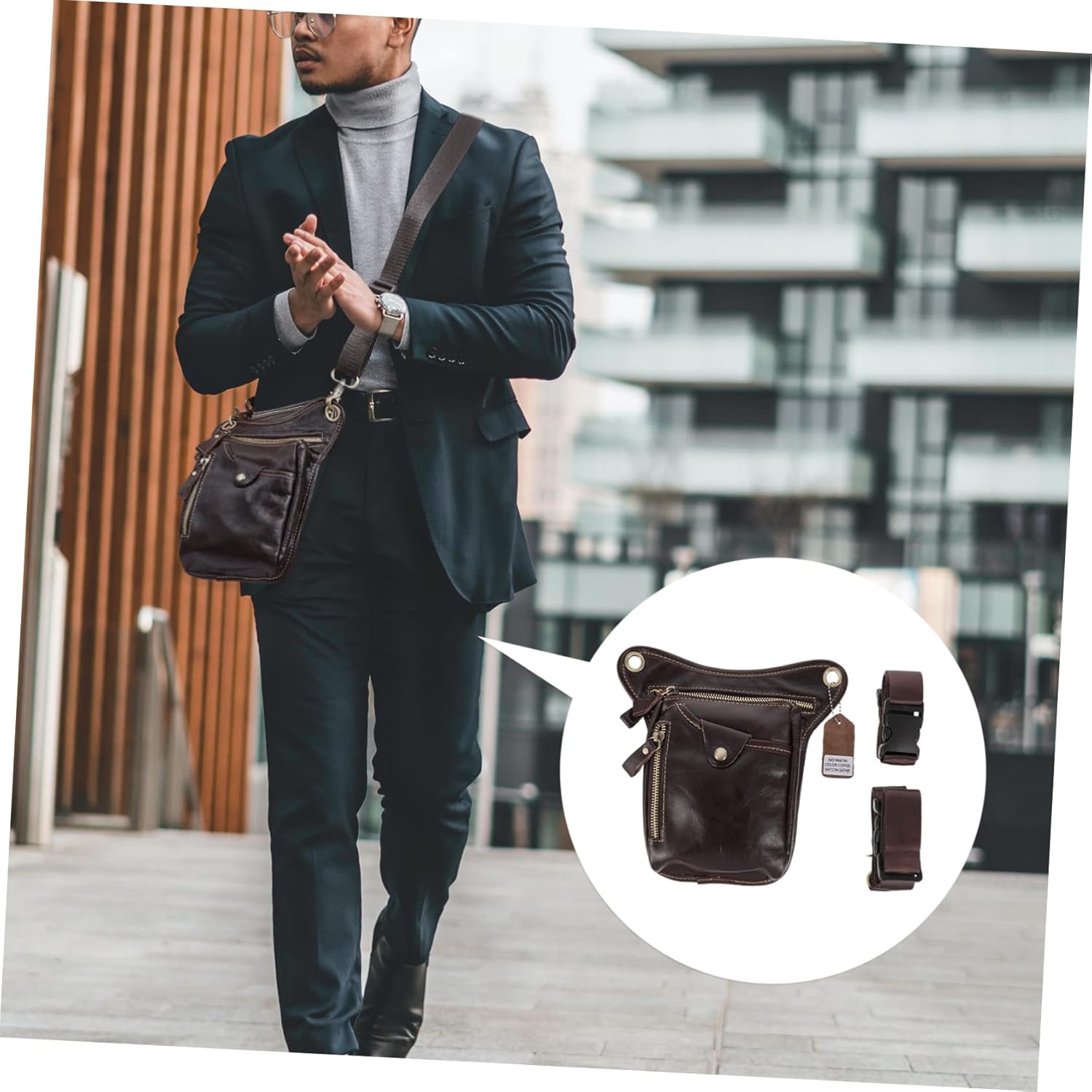 Bum Bag for Men Hiking Fanny Pack Retro Style Pu Leather Phone Bag for Sports Outdoor and Travel