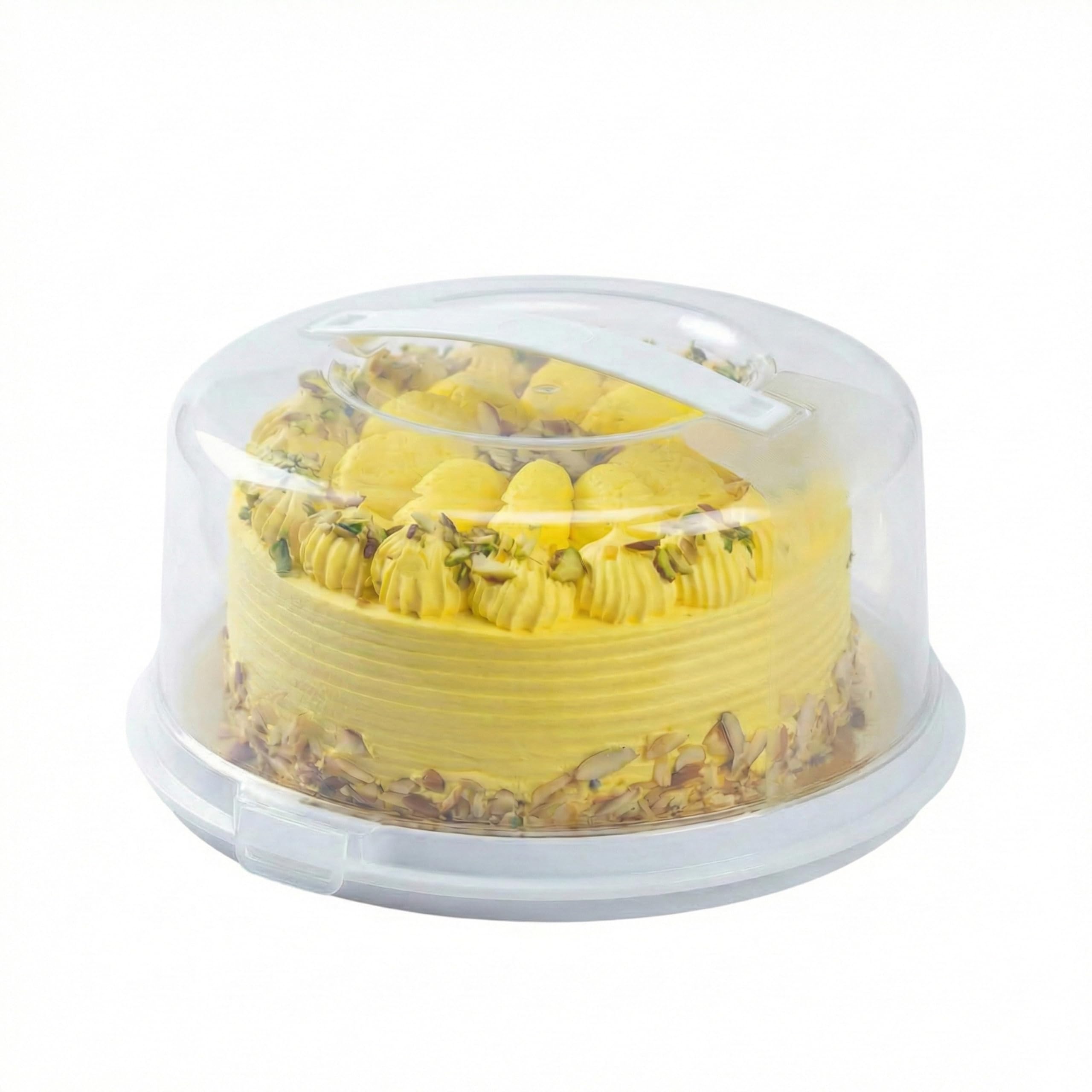Aspect Clear Plastic Round Cake Box with Lockable Lid Carry Handles Packaging Cake Storage Container Portable Plastic Cake Carrier for Cakes, Pies Cupcakes Desserts Durable Stackable Food Safe Storage