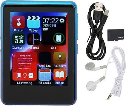 MP3 Player with Bluetooth, 2.4" Full Touch Screen MP3 MP4 Player, Portable MP3 Music Player with FM Radio, Recorder, E-book, Digital Music Player for Sports Blue