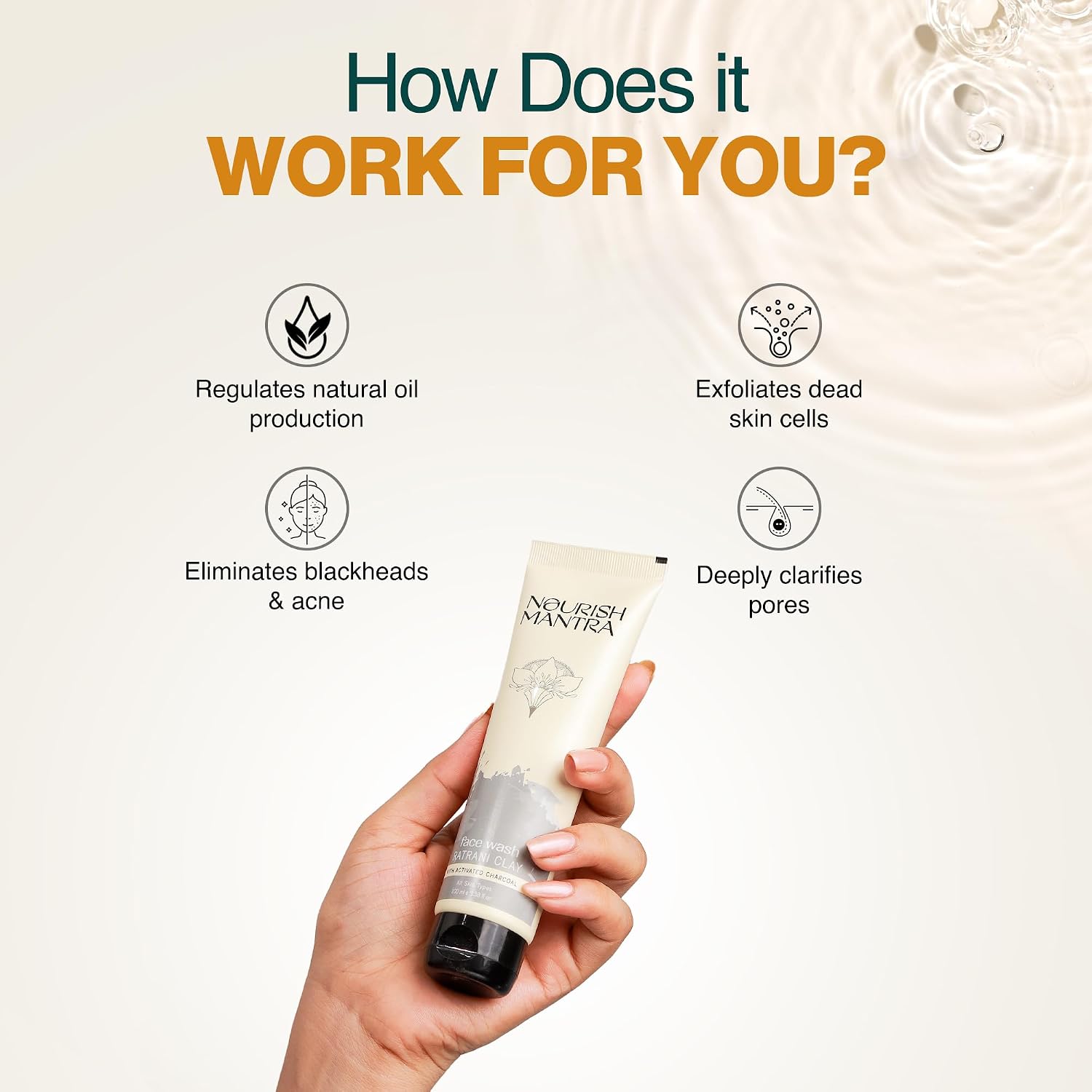 Nourish Mantra-Ratrani Moroccan Lava Face Wash | Enriched With Moroccan Clay, Activated Charcoal & Vitamin E | Face Wash For All Skin Types | Paraben & SLS, SLES Free