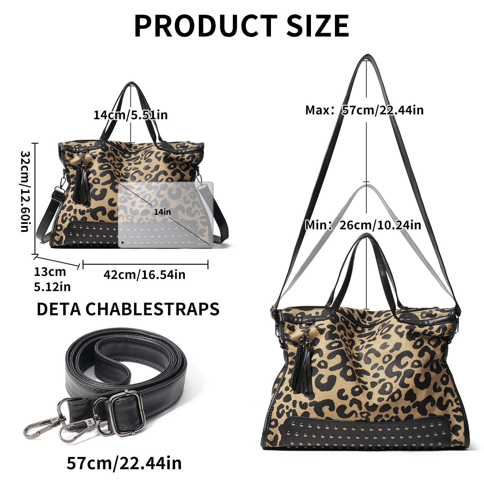 GAEKEAO Borsa Tracolla Donna Grande, Tote Motivo Leopardo Grande Capacità, Spallaccio Regolabile, Tote Bag Elegante Versatile Per Lavoro