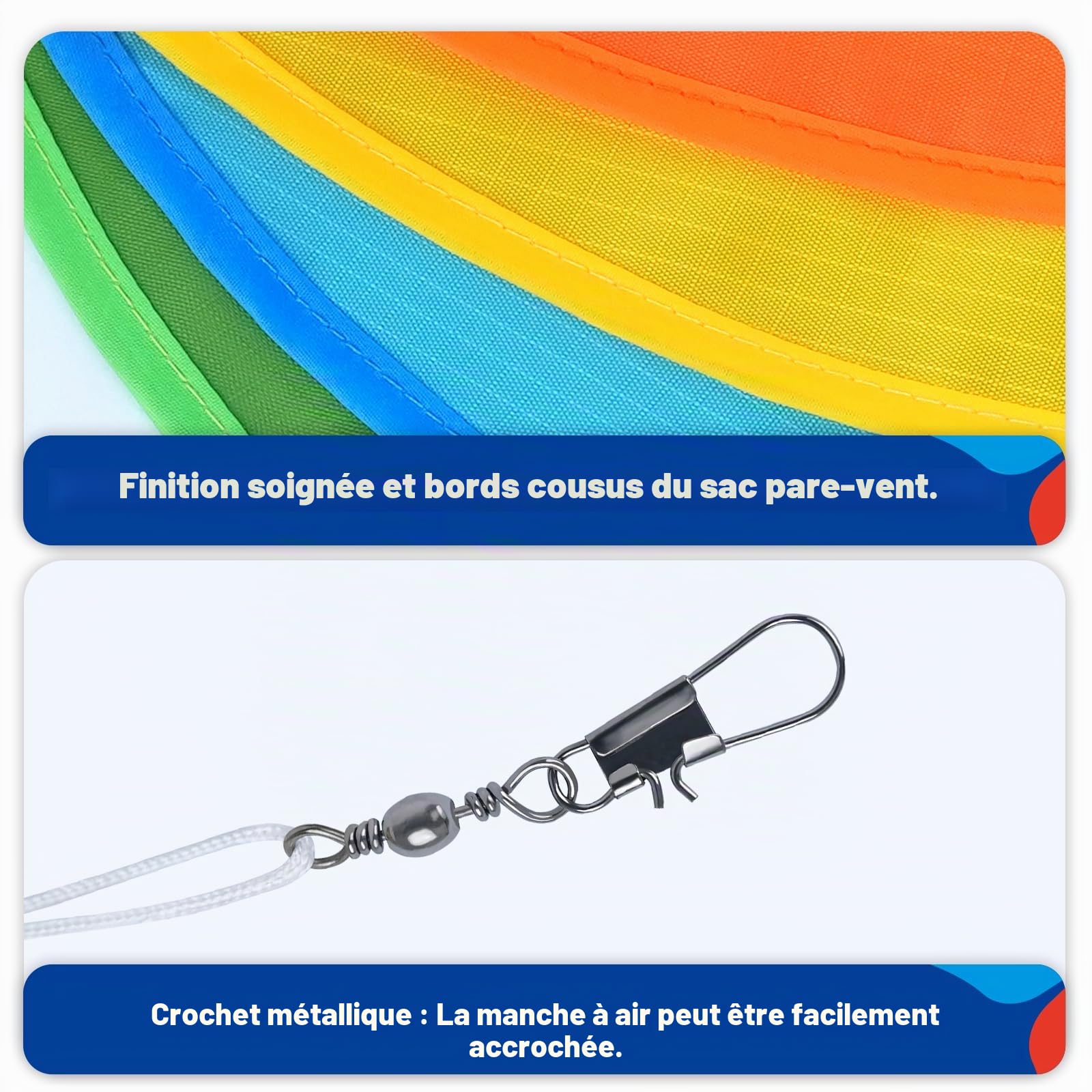 SGftre Lot de 2 manches à air robustes de 101,6 cm avec sac de direction du vent pour bateaux de pêche de plage, idéal pour Halloween et décoration de Noël, chaussettes à vent d'extérieur parfaites