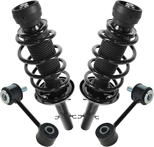 Miniatura 1211 de TRQ Kit de suspensión delantera, conjunto de amortiguadores y resortes, barra estabilizadora, enlace estabilizador compatible con Chevrolet