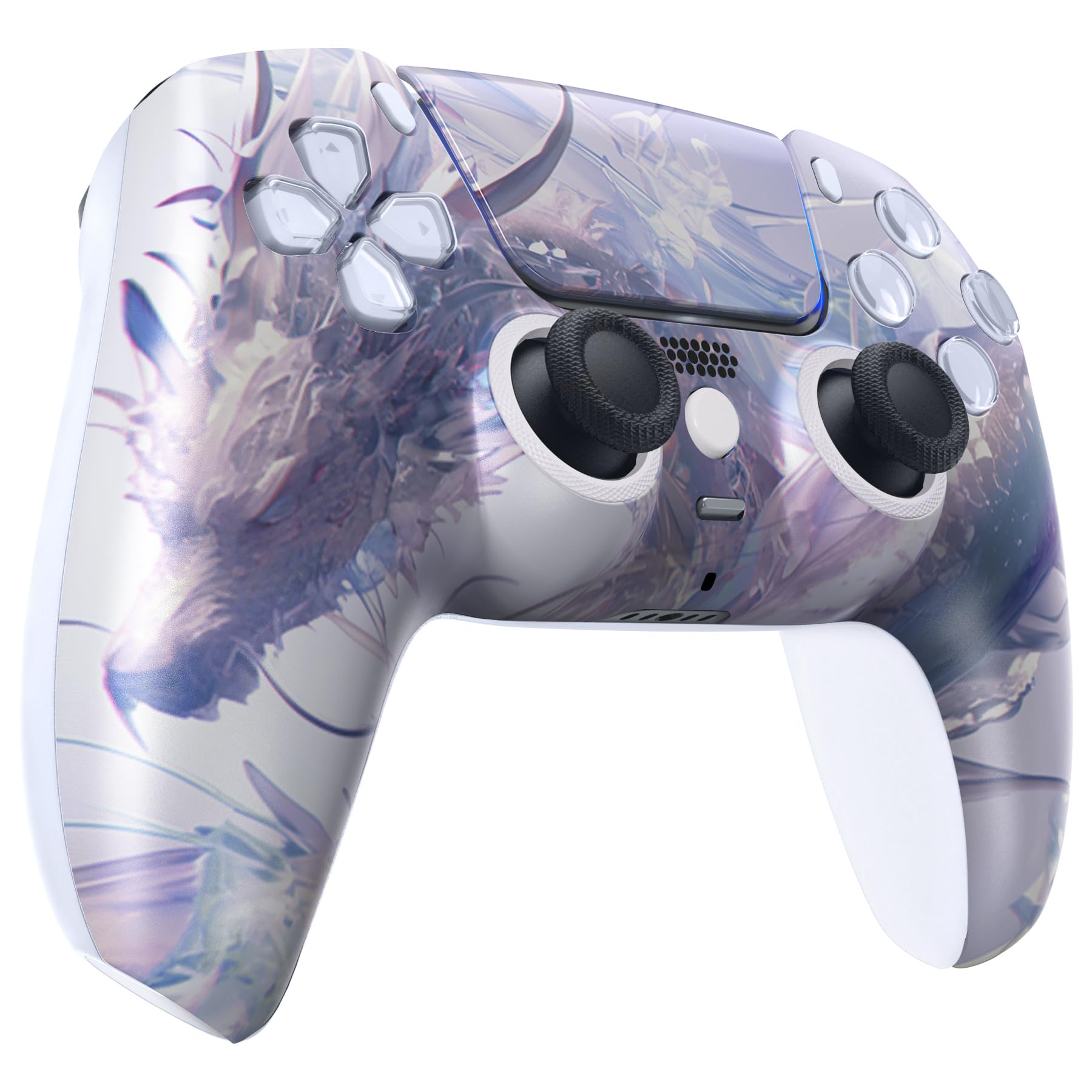eXtremeRate Luna Cover per ps5 Controller Joystick,Shell Frontale Touchpad Ricambio,Scocca Ridisegnata&Anelli per ps5 Joypad BDM 010/020/030/040/050-Drago di Cristallo