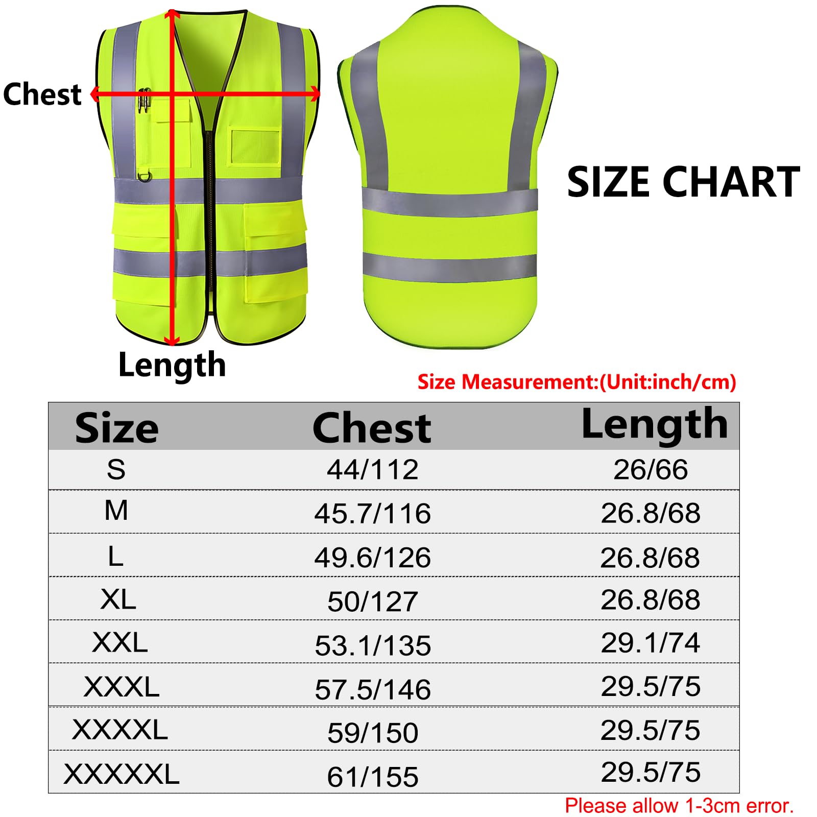 Gilet di sicurezza personalizzato da uomo con logo Gilet di sicurezza ad alta visibilità riflettente con tasche e costruzione con cerniera Indumenti da lavoro protettivi per esterni
