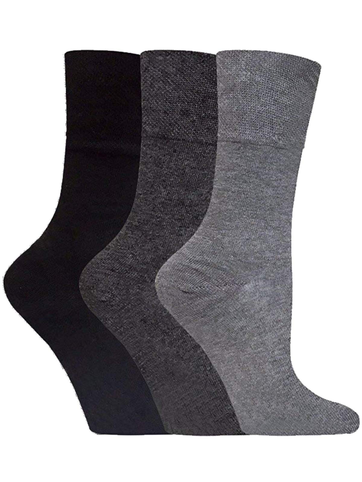 Gentle Grip Women's Grey 3X Pairs Of Diabetic Socks Honey Comb Top/Uk 4-8 Eur 37-42 (Greys)