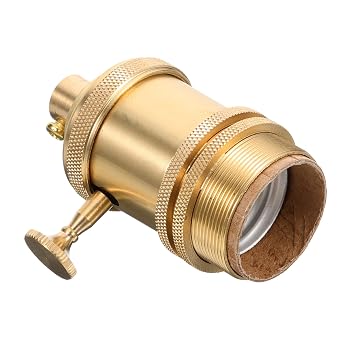 OSALADI Retro Copper Lamp Head Vintage Light Bulb Socket with Dual Ring E26 E27 Edison Screw 3-Way Replacement Lamp Holder for DIY Pendant Lighting