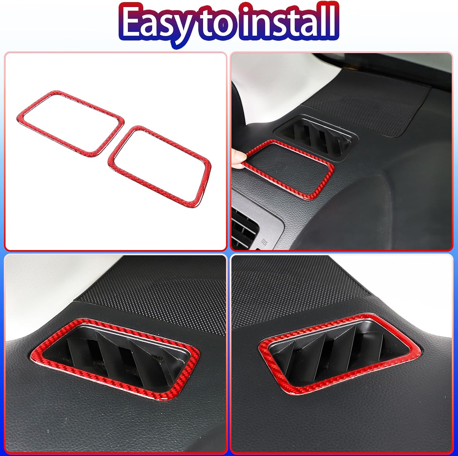 Dashboard Side Air Conditioner Air Outlet Sticker Trim Compatible with Subaru Forester 2013-2018 Soft Carbon Fiber 2PCS Center Console Air Vent Trim Frame Accessories (Red Carbon)