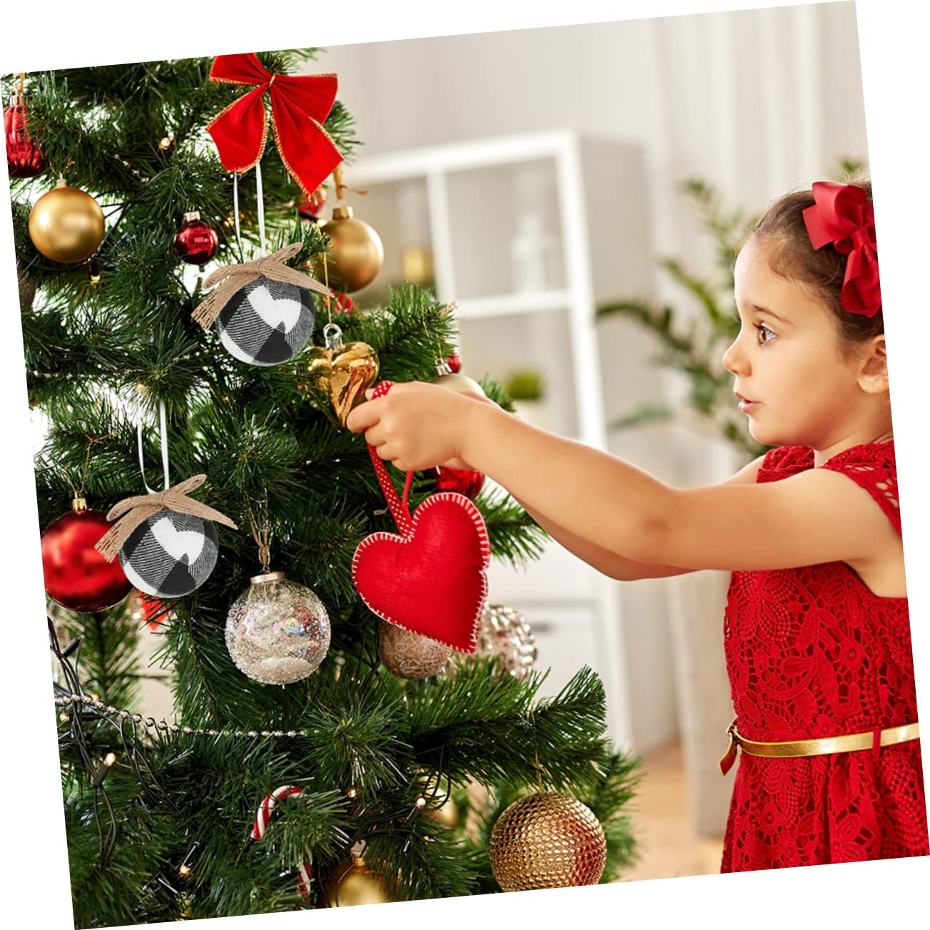 Zerodeko 4 Juegos Bola De Tela De Cuadros Navideños Árbol De Navidad Luces De Navidad Al Aire Oro Guirnalda Decoración Navideña De Época Decoración Navideña Paño 12 Piezas X 4