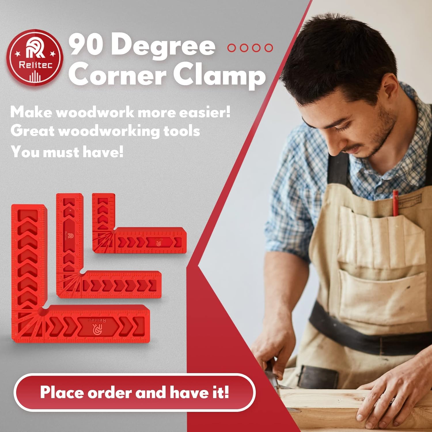 90 Degree Positioning Squares, Clamping Square, Right Angle Clamp Corner Clamp Woodworking Tools for Wood Cabinets, Carpenter Tool for Photo Frames Box Drawer, Set of 12（3" 4" 6")