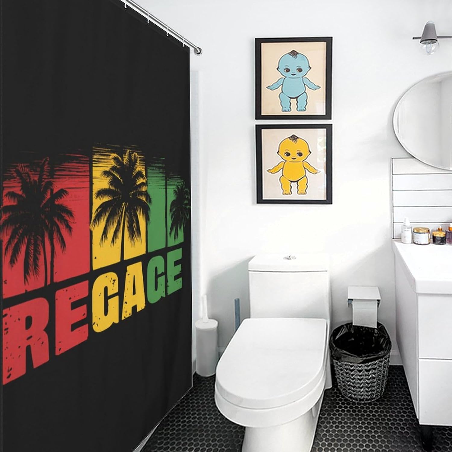 Reggae Music Shower Curtain 46.85x70.87Inch（119x180cm） Polyester Bath Curtain Shower Curtains Printed Decorative