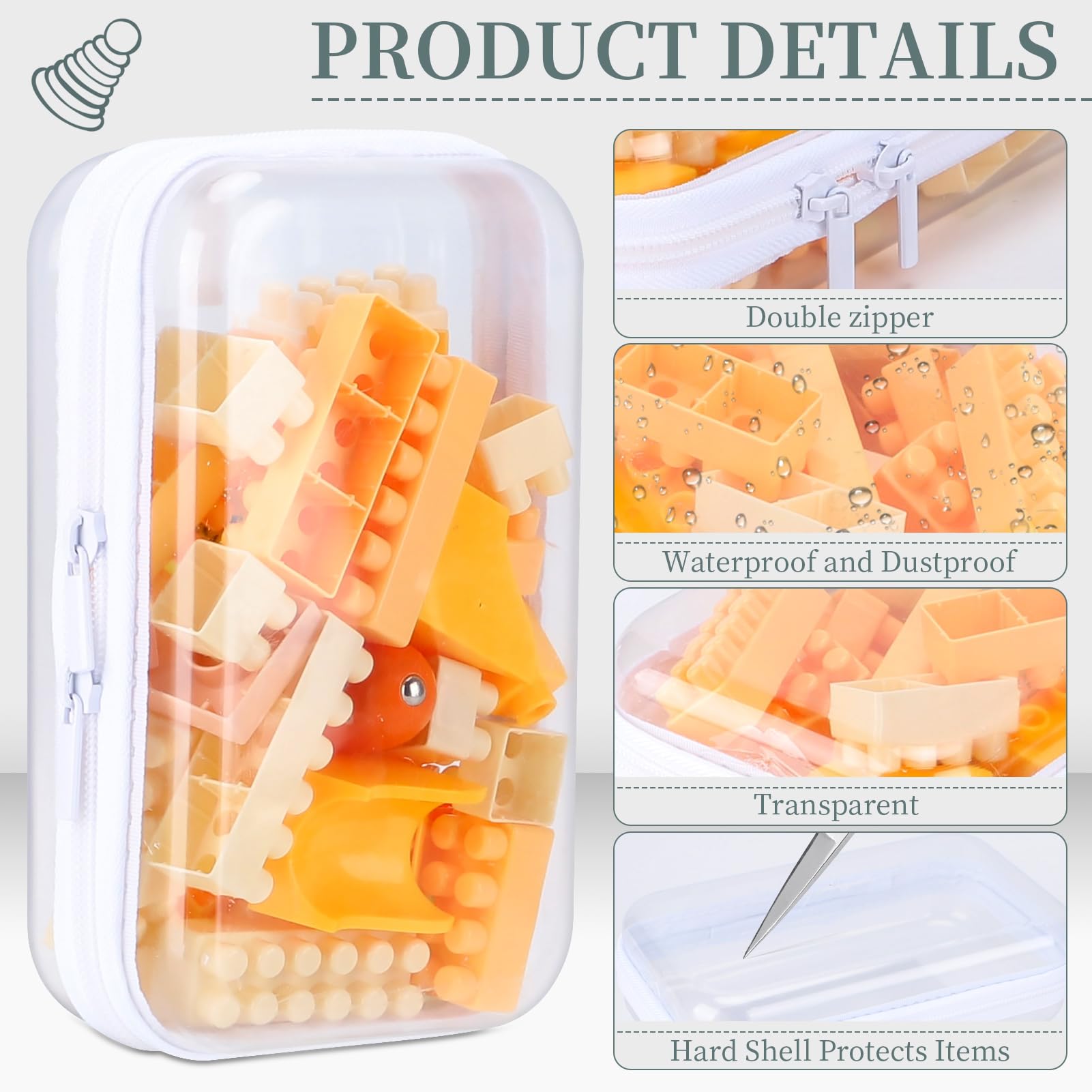 YOPCDJ Clear Hard Shell Zipper Organizer Pouch