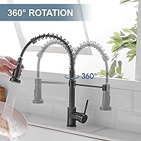 Vista 104 de AIMADI Matte Black Kitchen Faucet,Black and Gold Kitchen Faucet with Pull Down Sprayer Commercial Single Handle Spring Sink Faucets Suitable for