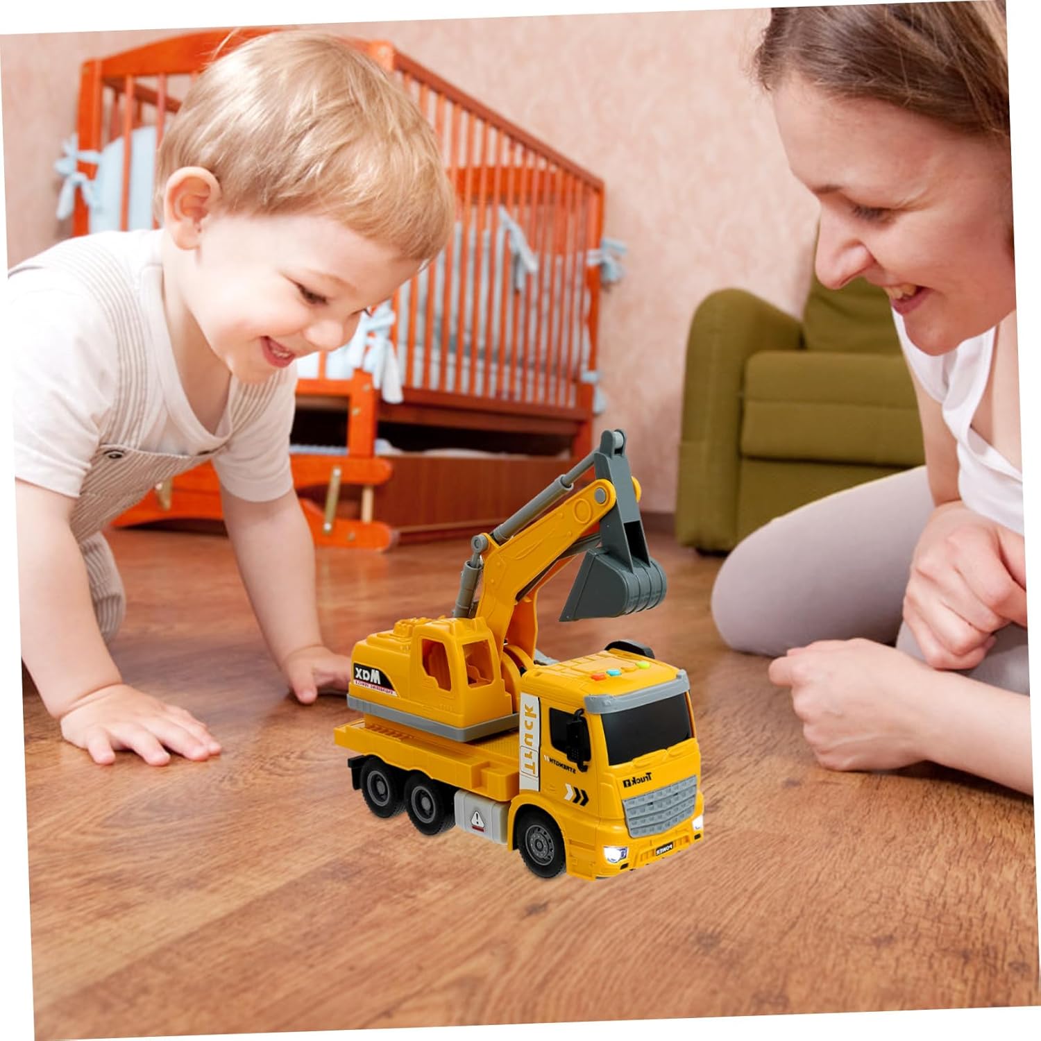 Plastic Excavator with Inertia Drive and Sound Lights Engineering Truck Model for Boys and Educational Construction Vehicle for Hand-Eye Coordination Development and Imaginative