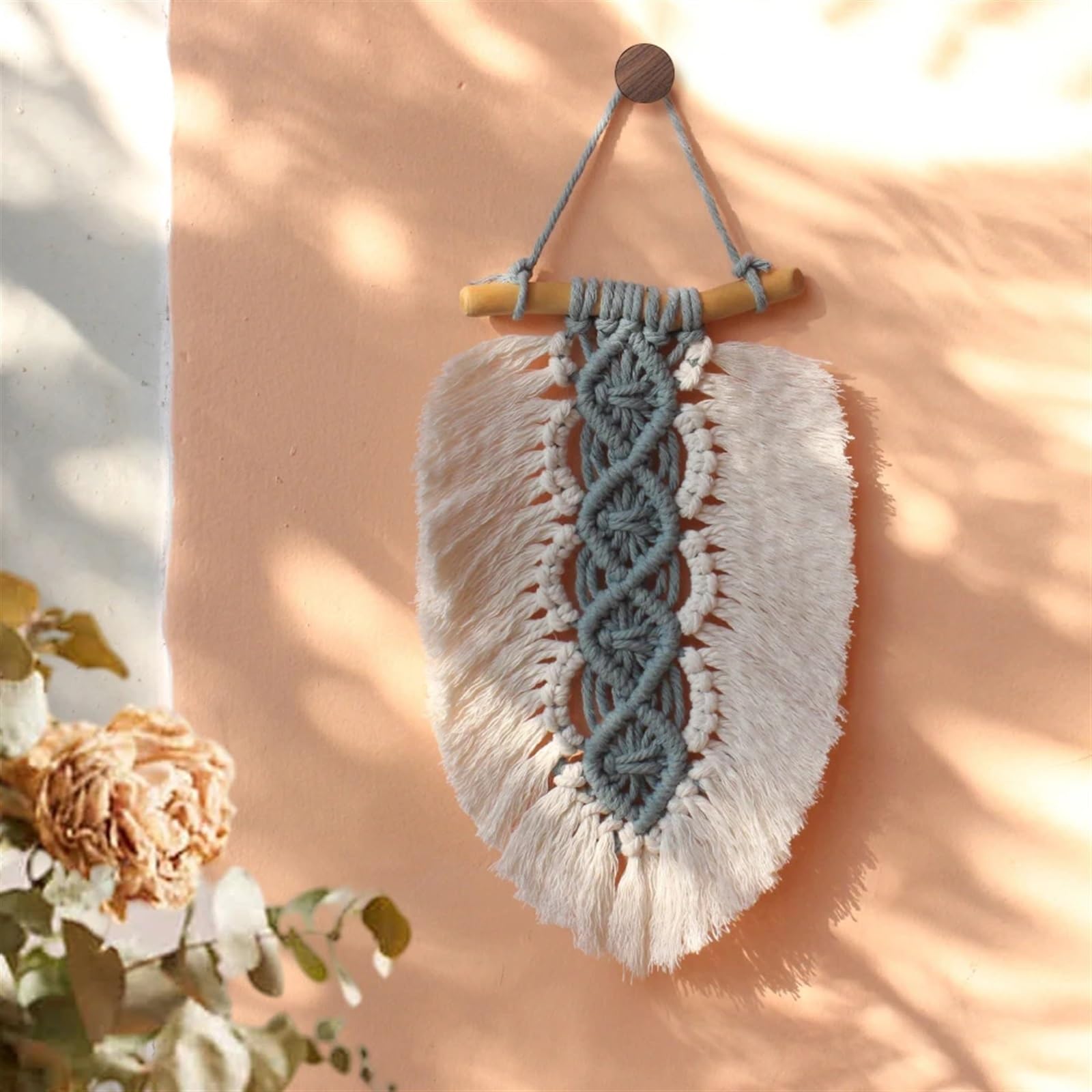Kit De Macramé Con Borlas De Bricolaje Juego de 3 macramé de tapiz de hojas con Tutorial for principiantes, tapiz decorativo de elementos de hojas, decoración del hogar Para La DecoracióN Del Hogar(Bl